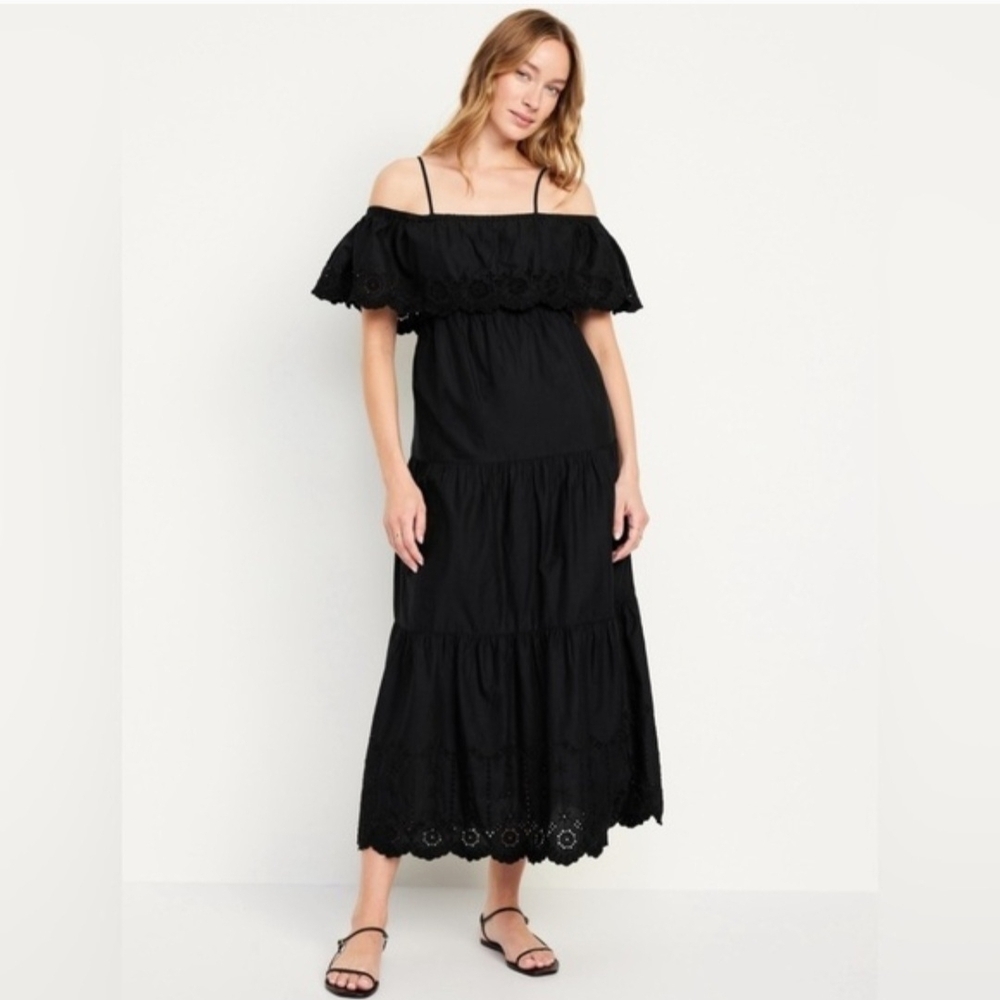 Old Navy Black Off-Shoulder Maxi Dress